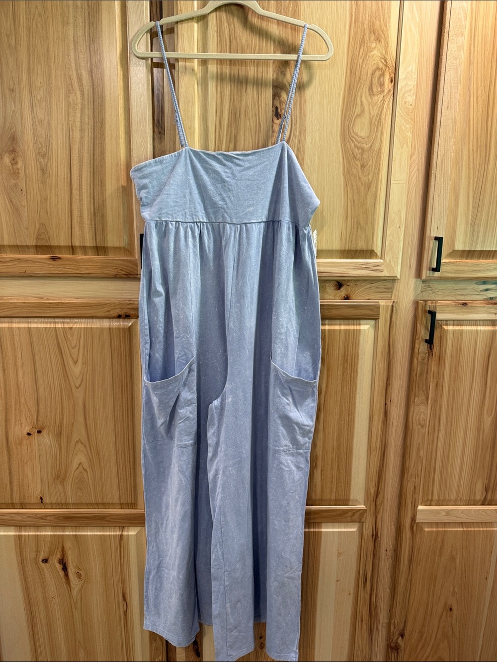 NWT Ultra Flirt Size XXL Light Blue Faded Washed Sleeveless Wide Leg Jumpsuit